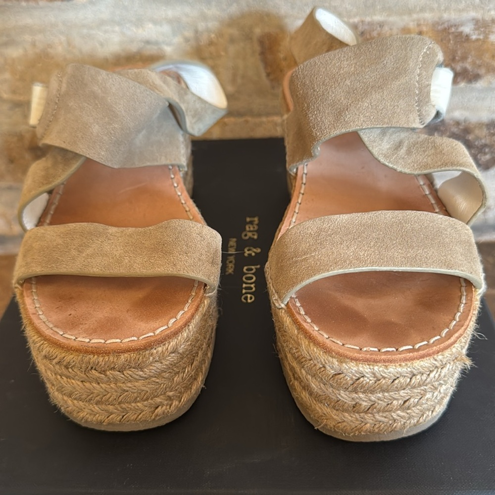 LN Rag & Bone August Suede Wedge Platform Espadrille Sandals 36 Sz 6 - Picture 2 of 8